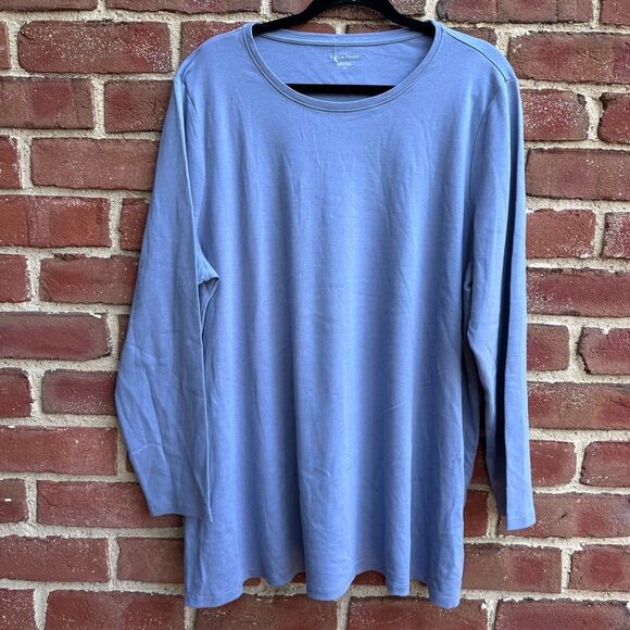 Eileen Fisher Organic Cotton Jersey Long Sleeve Tee Blue 2X NEW